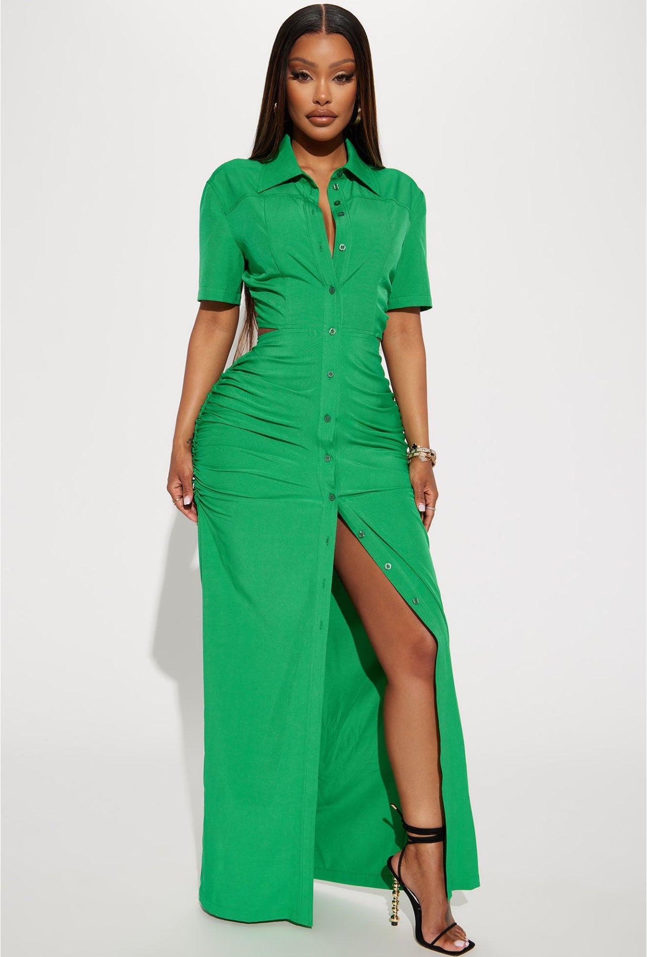 Jennifer Collared Maxi Dress - Chocolate