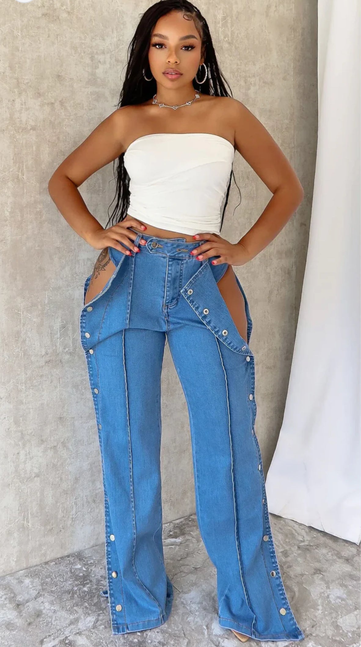 No Celestial Flare Snap Button Jeans
