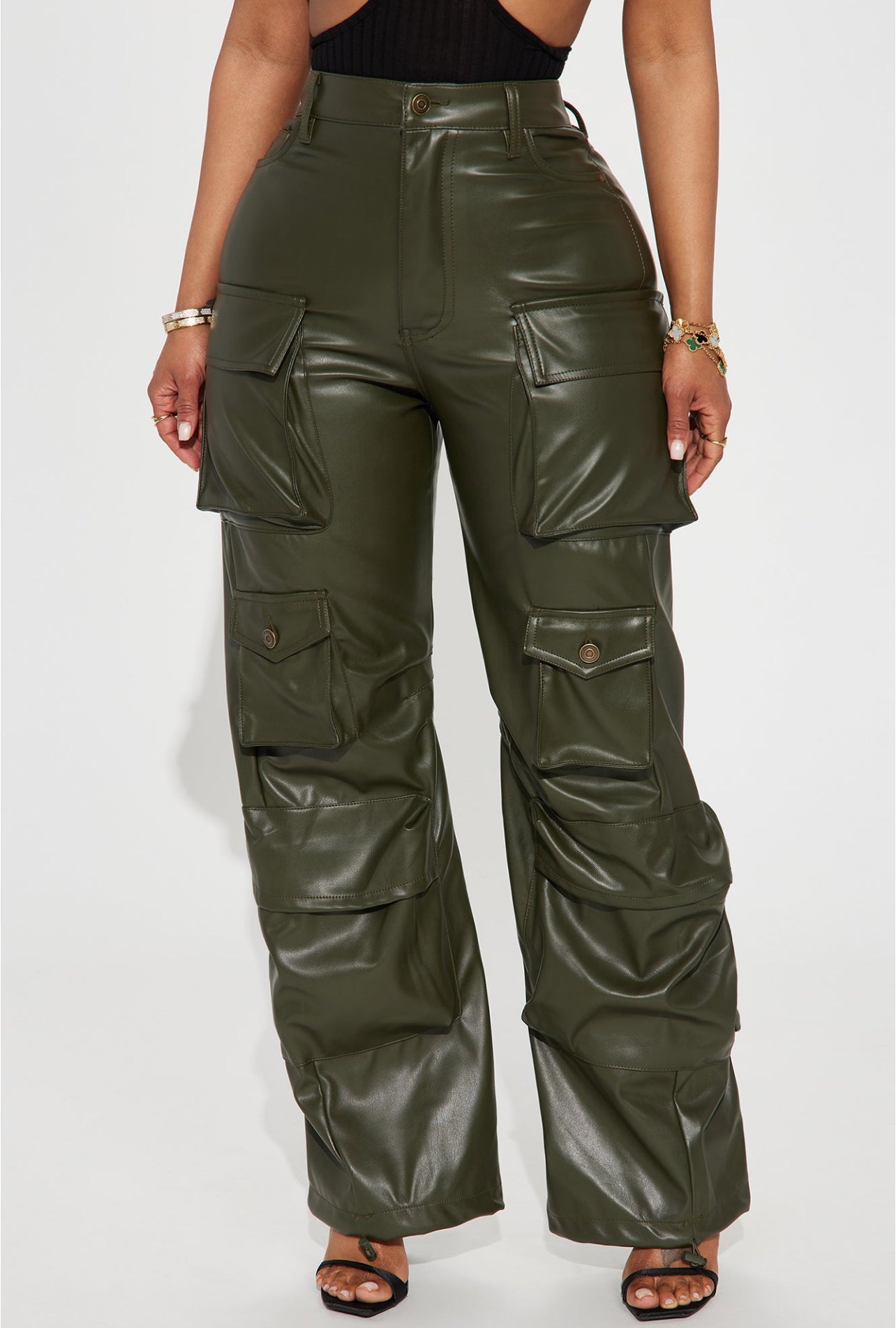 Faux Leather Cargo Pant