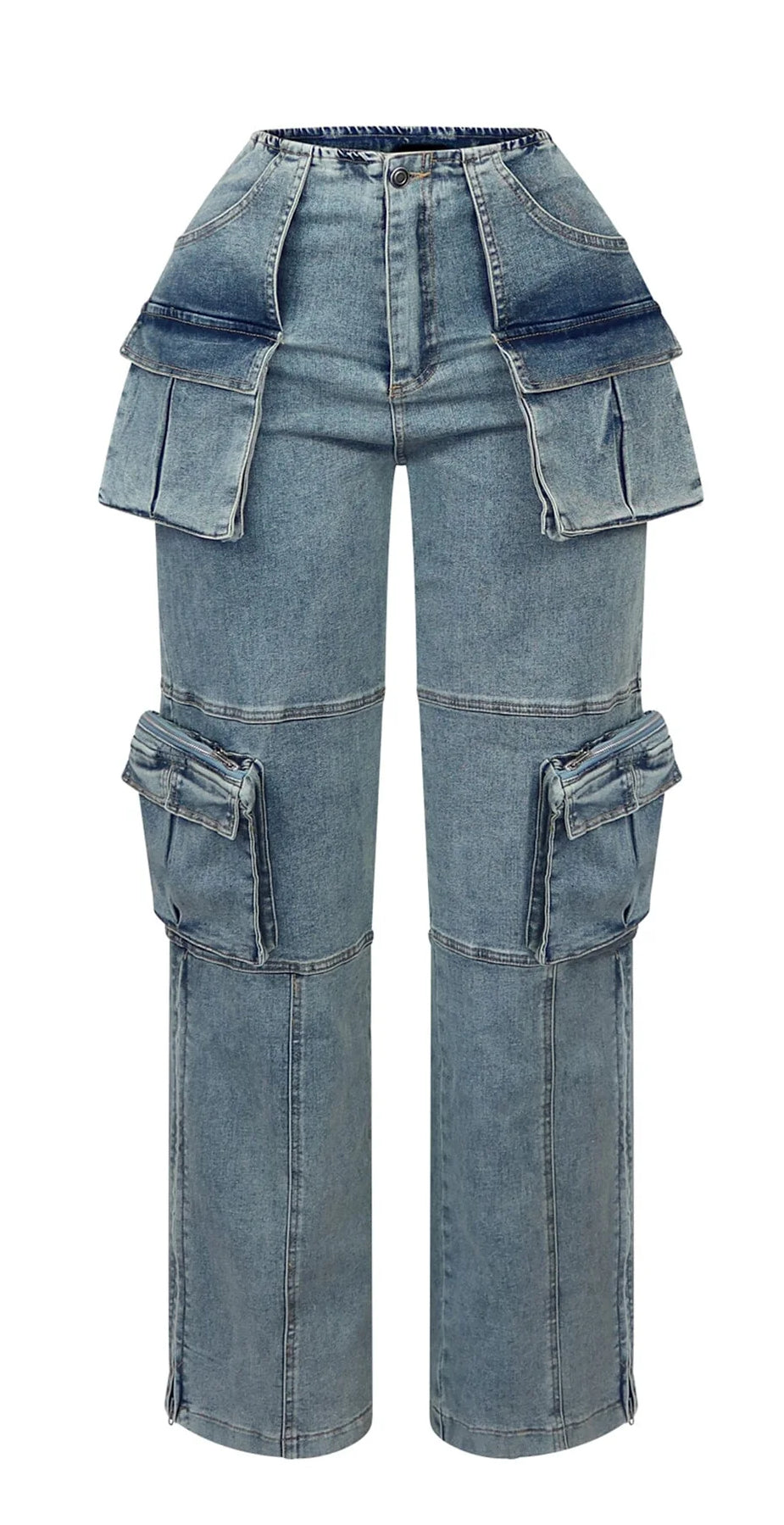 Beck Washed Denim Cargo Jeans