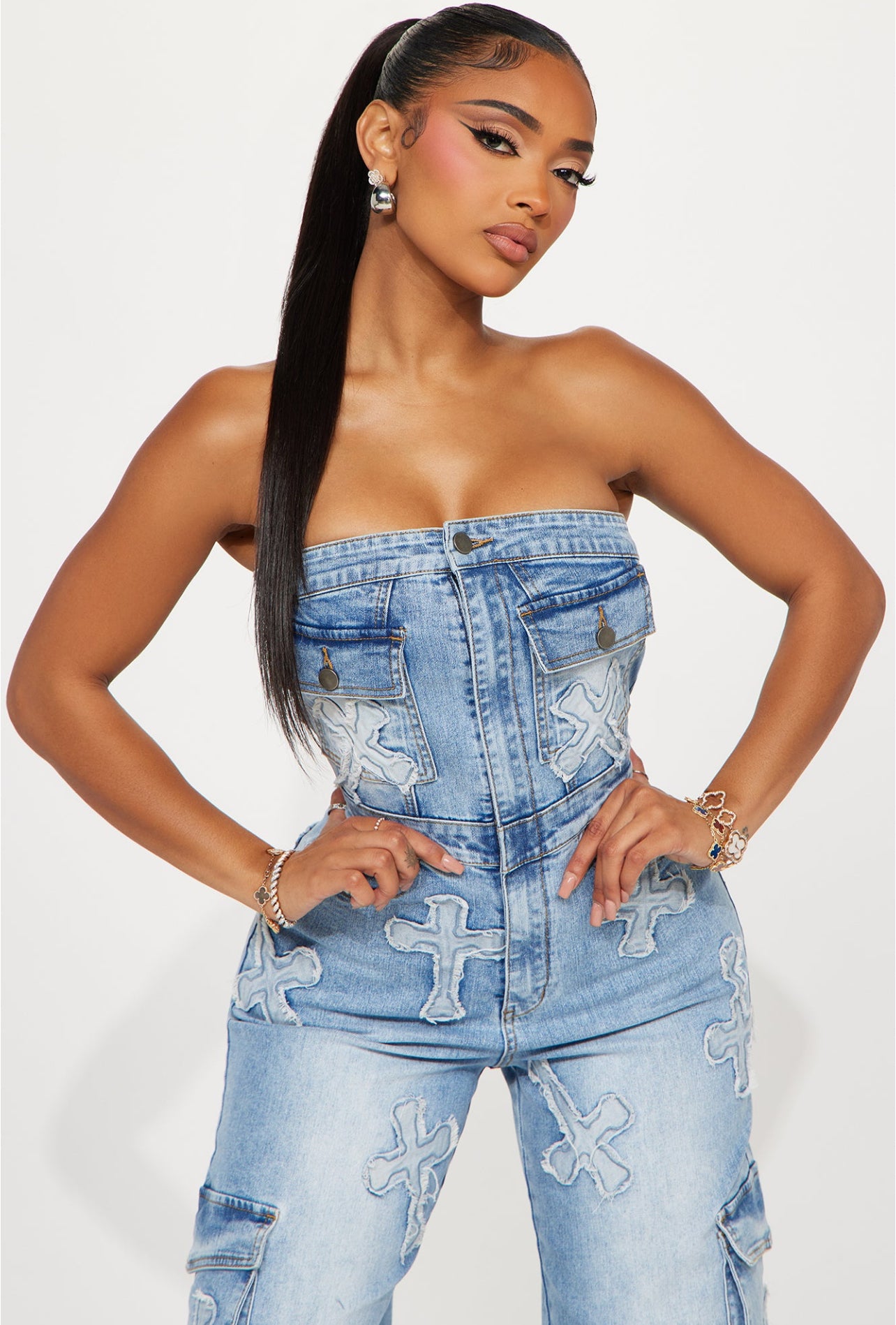 Never cross the Line denim Jumpsuit- Bleu Jeans