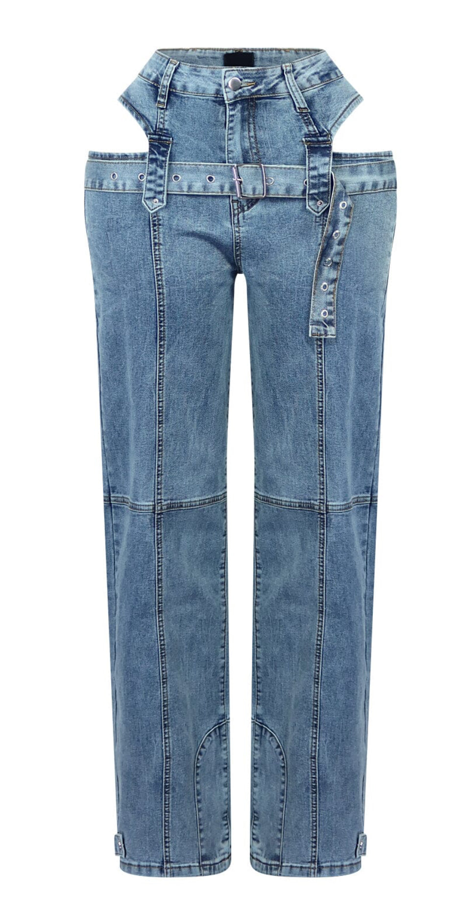 Aïden Washed Denim Cut Out With Belt Jeans
