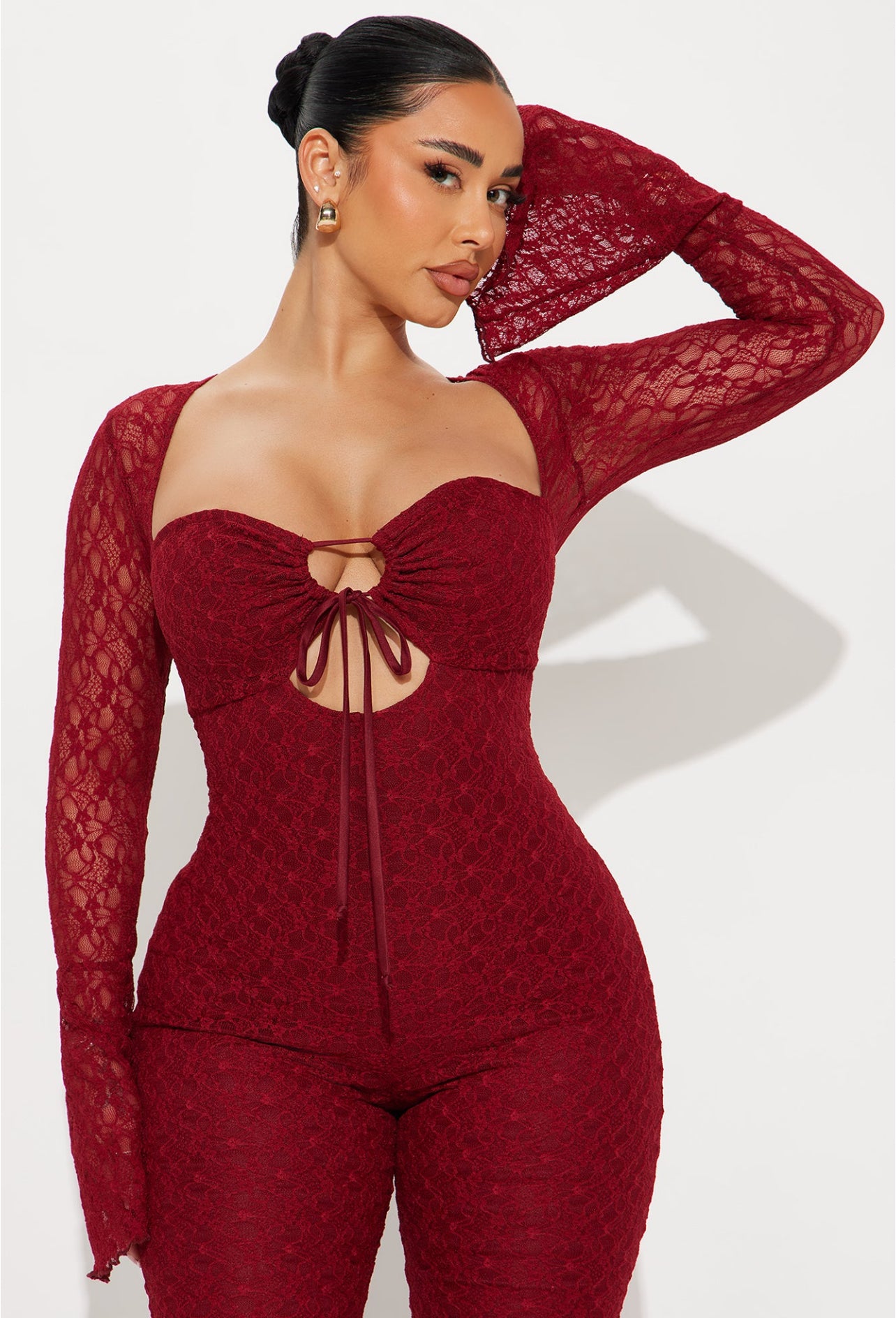Saffron Lace Jumpsuit- Red