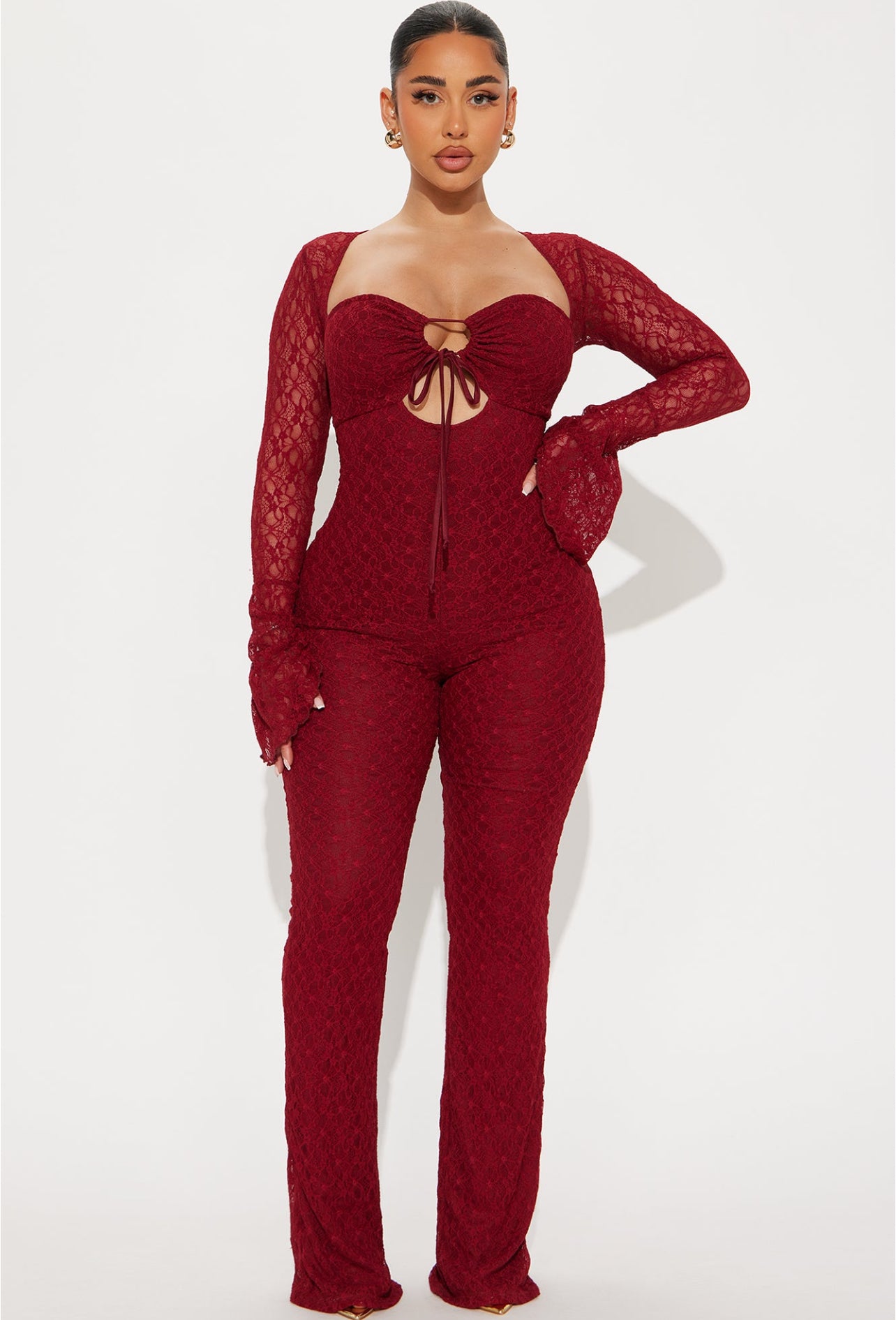 Saffron Lace Jumpsuit- Red