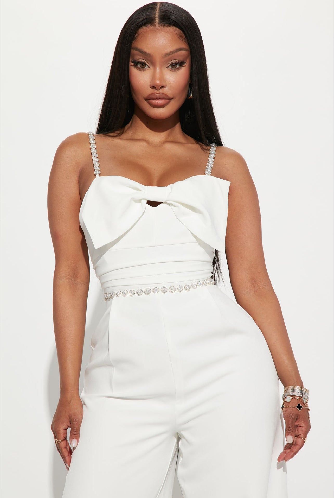 Leah Embellished Jumpsuit - White
