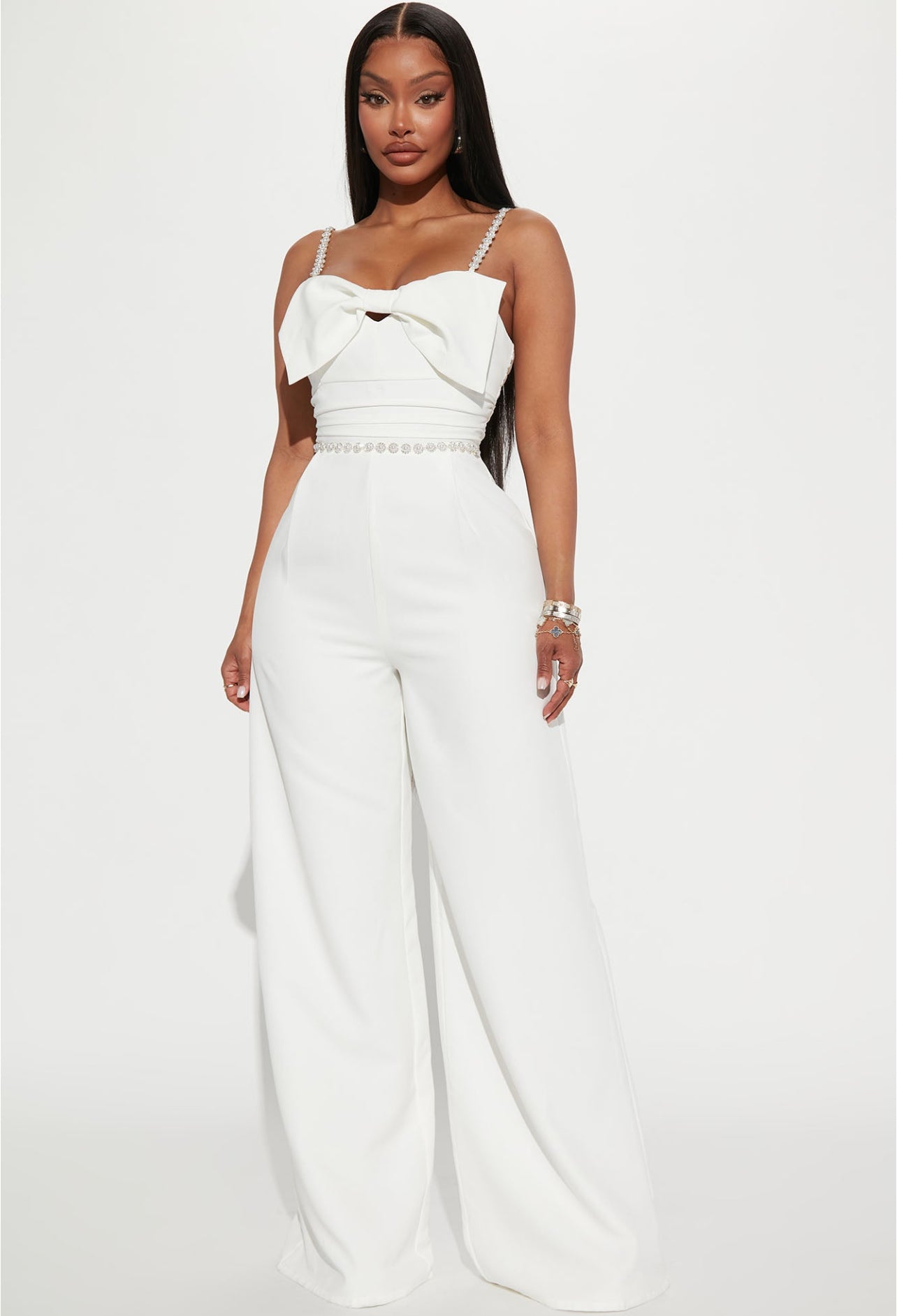 Leah Embellished Jumpsuit - White