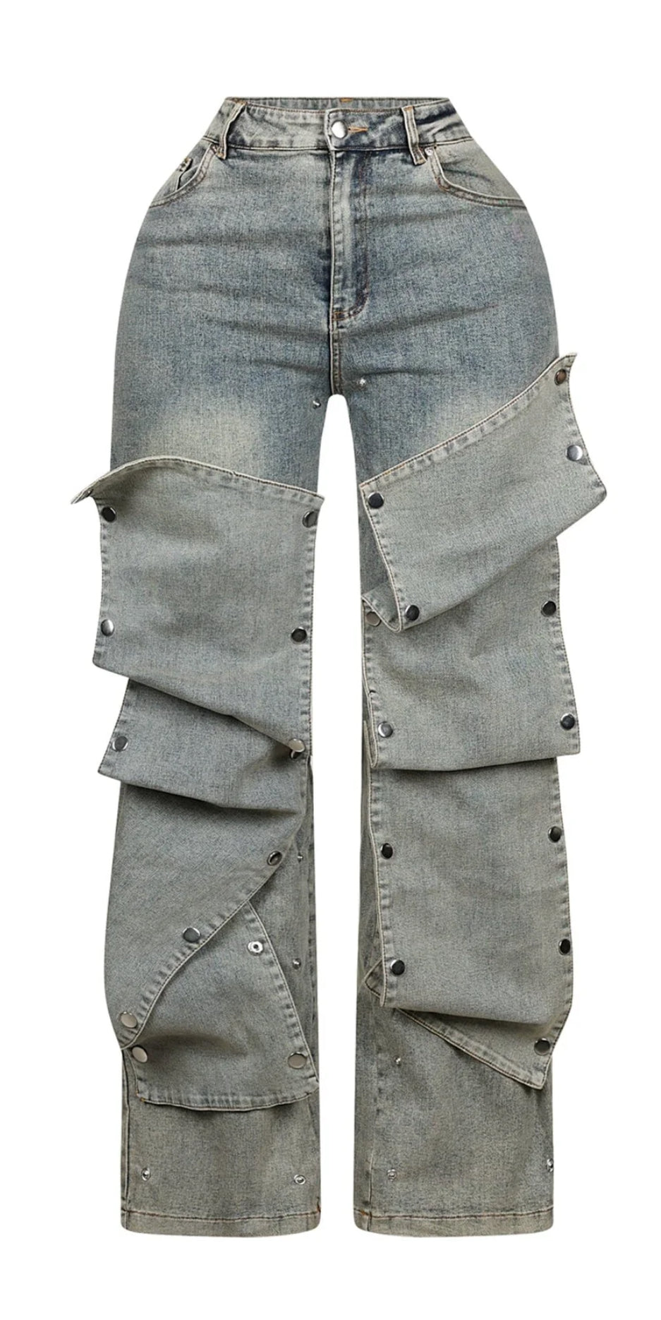 Hazel Snap Button Baggy Jeans