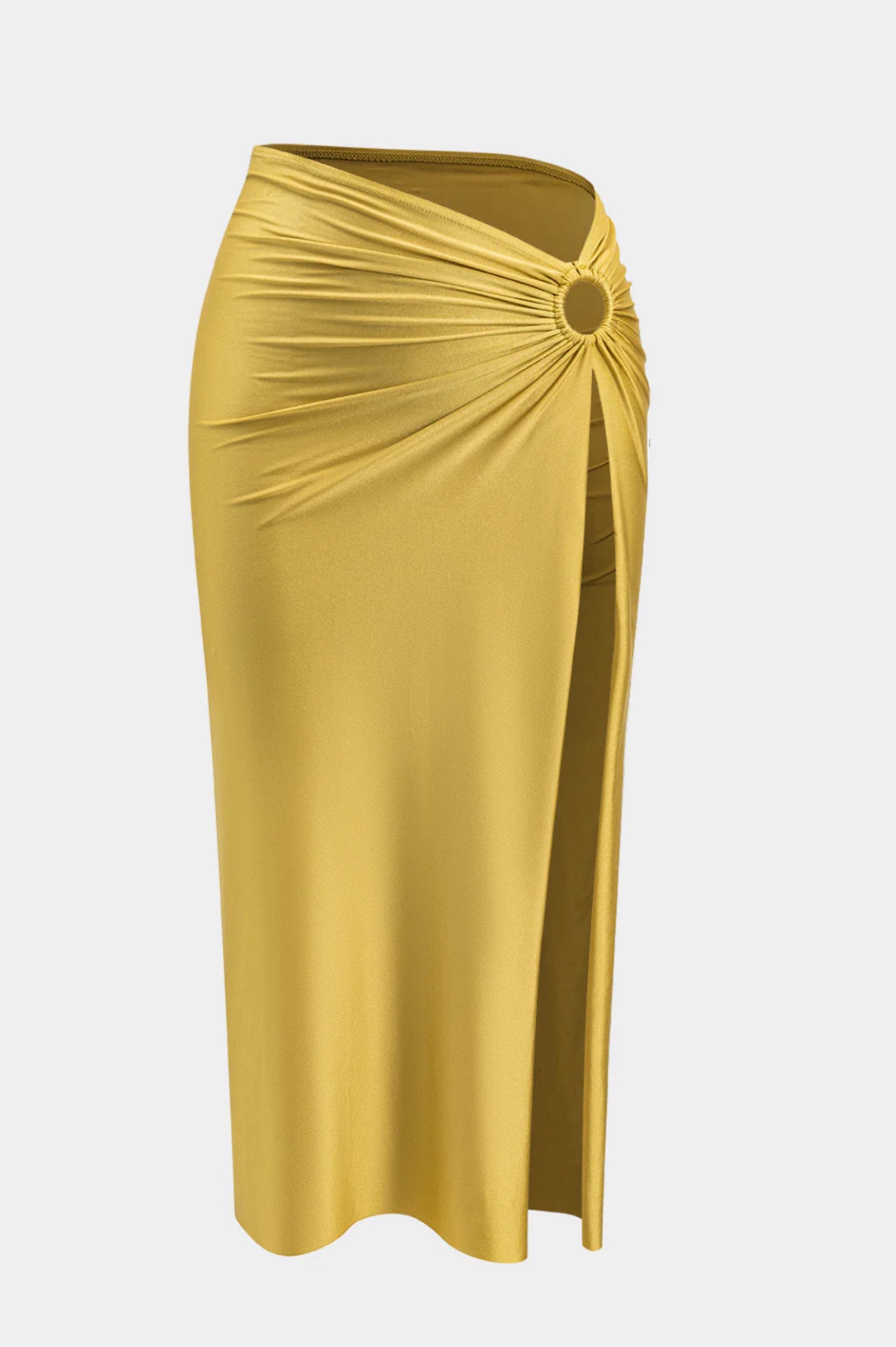 Ruched Backless Tie Up Two-Piece Bikini And Cut Out Slit Cover Up Set