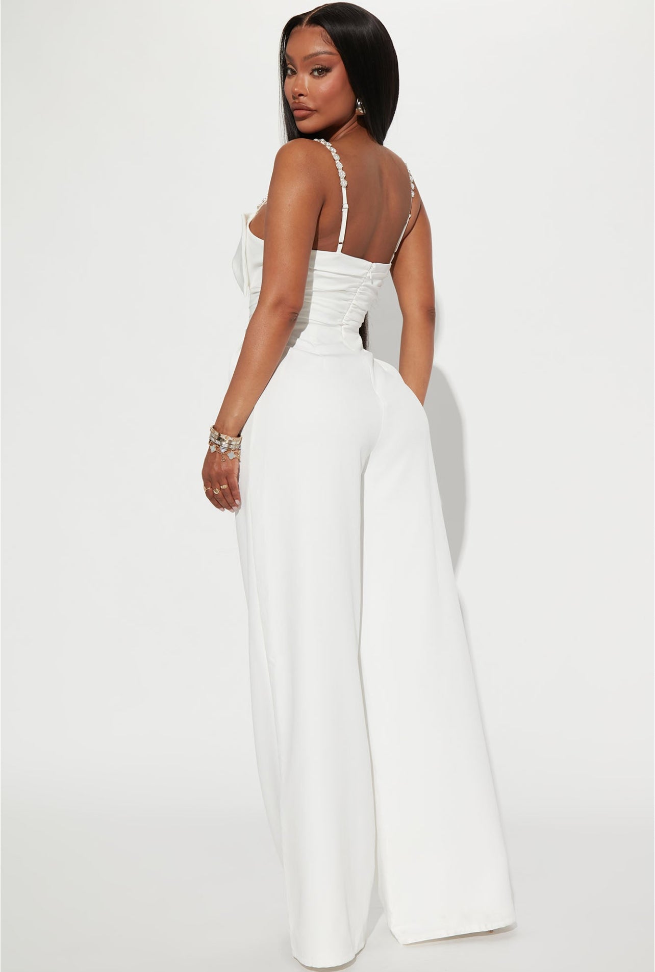 Leah Embellished Jumpsuit - White