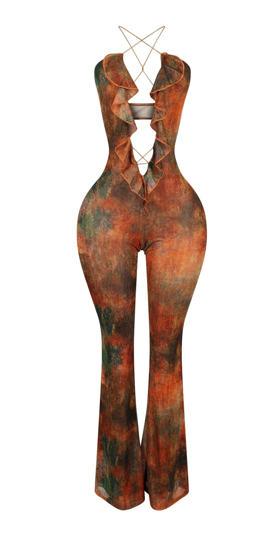 Julianne Print Ruffle Cross Jumpsuit