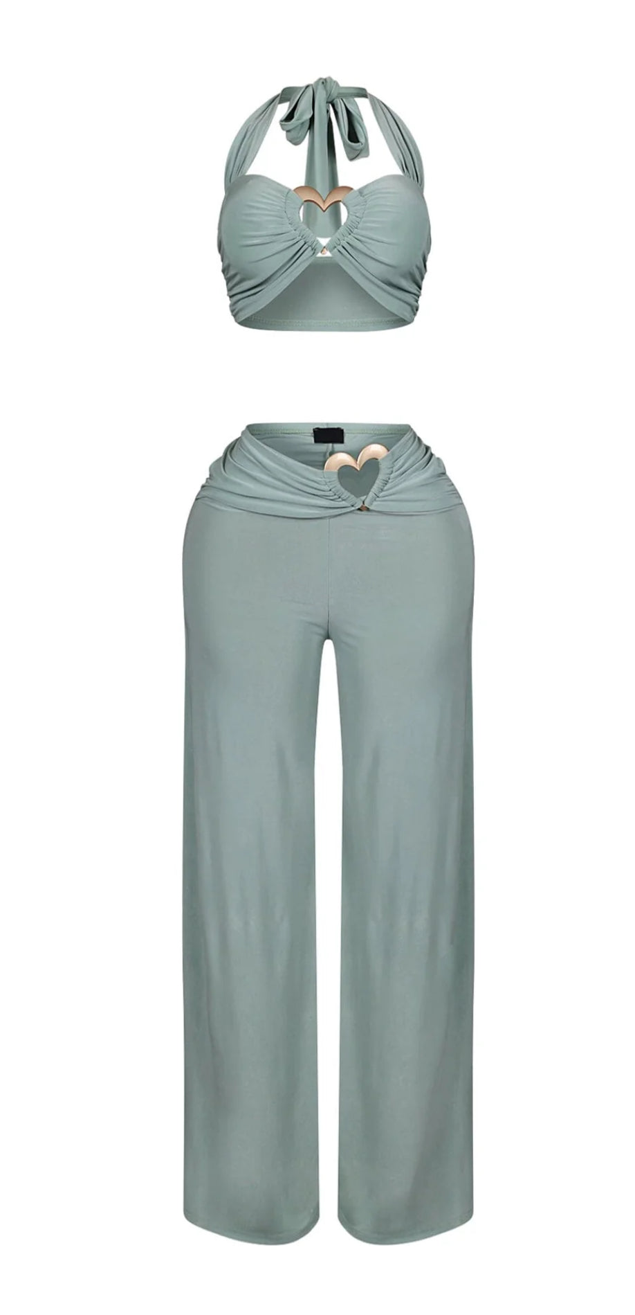 Skye Heart Detail Halter Top & Pants SET