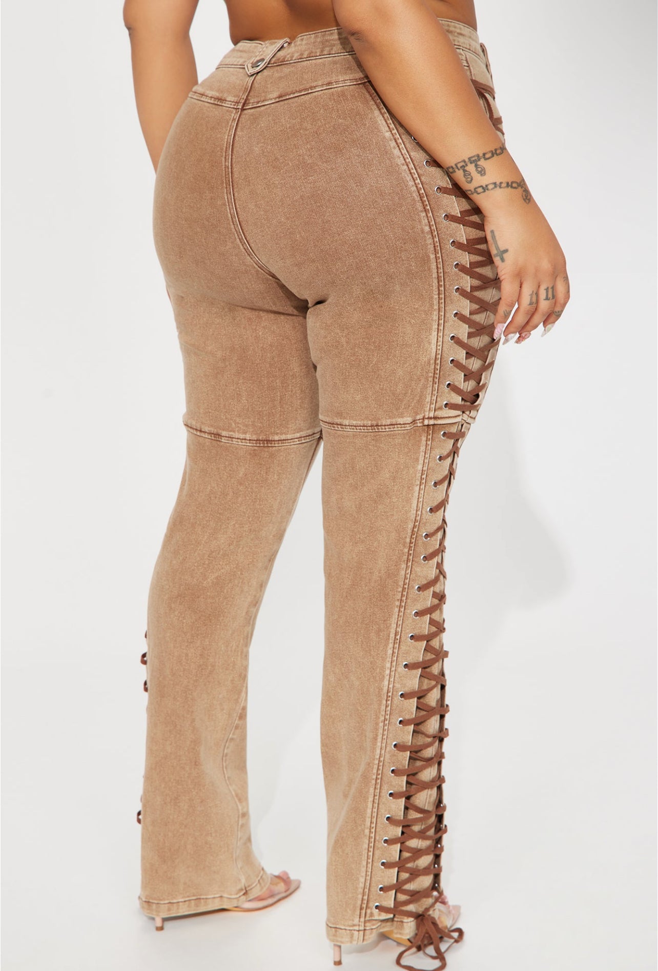 After Hour’s Lace Up Flare Pant - Khaki