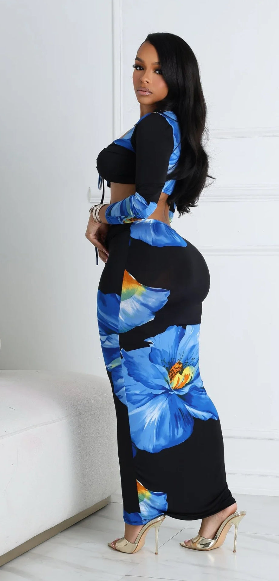 Lake Town Floral Printed Top & Skirt SET