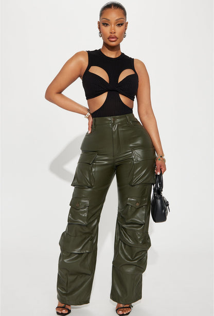 Faux Leather Cargo Pant