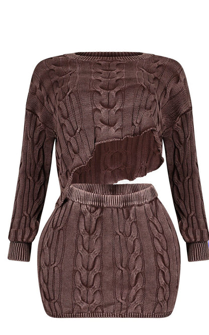 Rotchine Mineral Wash Sweater & Skirt SET
